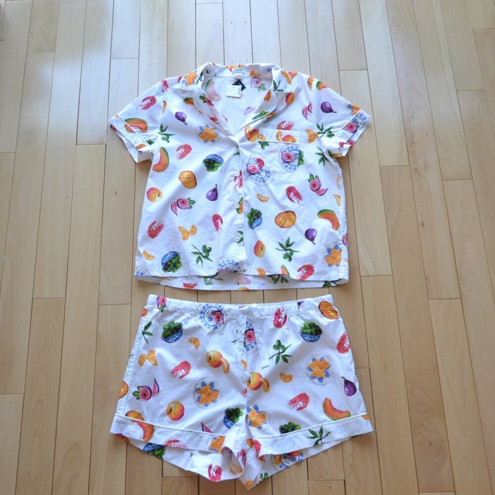 NWT J Crew Pajama Set Button Down Shirt and Shorts Size XL